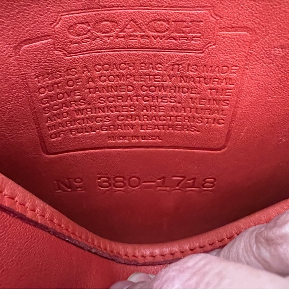 COACH Vintage 1980’s Lightweight Flap Drawstring Bag in Coral Red - RARE - Picture 13 of 16